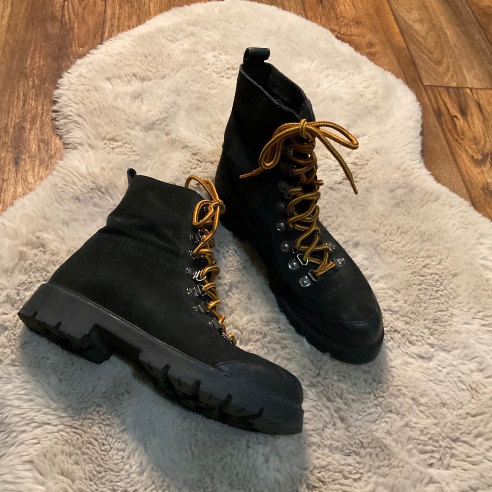 Urban Outfitters Boots Size 8 Black Blair Suede Hiker Biker Moto Lace Up Lug Sol